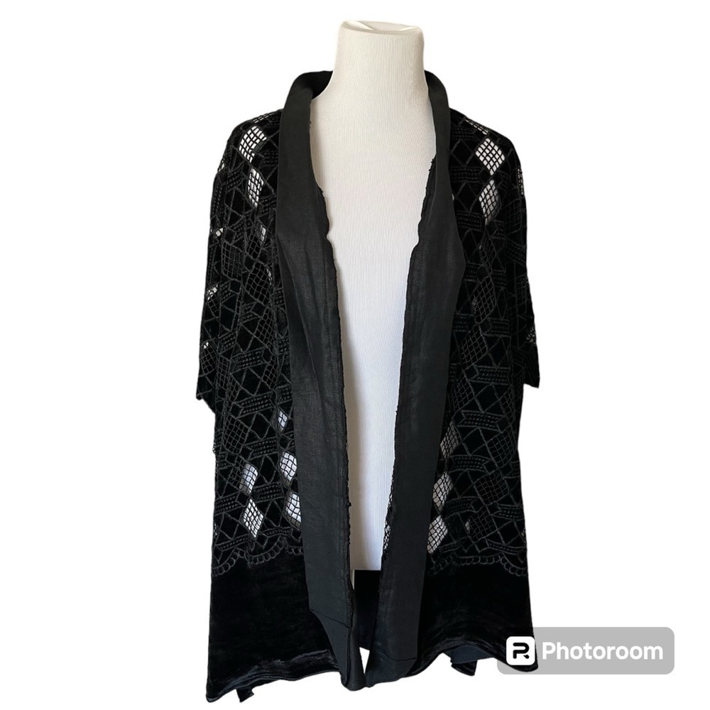 Black Eyelet Velour Cardigan